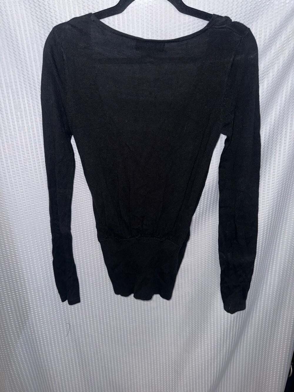 Mossimo Black Long Sleeve Surplice Wrap Sweater Top Size XS - Picture 2 of 3